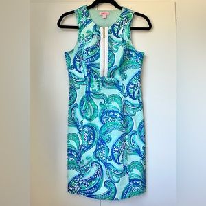 Lilly Pulitzer Blue & Green Shift Dress (Size 0)